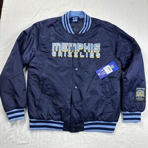 Memphis Grizzlies Jacket Mens Medium Ultra Game Satin Bomber Retro Embroidered